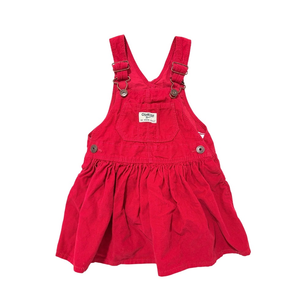 OshKosh Bgosh Toddler Girls 2T Red Corduroy Overall Jumper Dress